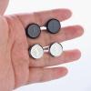 imageORAZIO Cufflinks For Men Engraved Initials Cufflinks Silver Black Set Stainless Steel Tuxedo Shirt Cuff Links Letter Alphabet AZ Gift With Box For WeddingDadGroomGroommenHusbandJ