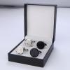 imageORAZIO Cufflinks For Men Engraved Initials Cufflinks Silver Black Set Stainless Steel Tuxedo Shirt Cuff Links Letter Alphabet AZ Gift With Box For WeddingDadGroomGroommenHusbandL