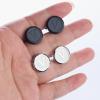 imageORAZIO Cufflinks For Men Engraved Initials Cufflinks Silver Black Set Stainless Steel Tuxedo Shirt Cuff Links Letter Alphabet AZ Gift With Box For WeddingDadGroomGroommenHusbandV