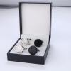 imageORAZIO Cufflinks For Men Engraved Initials Cufflinks Silver Black Set Stainless Steel Tuxedo Shirt Cuff Links Letter Alphabet AZ Gift With Box For WeddingDadGroomGroommenHusbandP