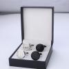 imageORAZIO Cufflinks For Men Engraved Initials Cufflinks Silver Black Set Stainless Steel Tuxedo Shirt Cuff Links Letter Alphabet AZ Gift With Box For WeddingDadGroomGroommenHusbandH