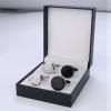 imageORAZIO Cufflinks For Men Engraved Initials Cufflinks Silver Black Set Stainless Steel Tuxedo Shirt Cuff Links Letter Alphabet AZ Gift With Box For WeddingDadGroomGroommenHusbandJ