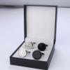 imageORAZIO Cufflinks For Men Engraved Initials Cufflinks Silver Black Set Stainless Steel Tuxedo Shirt Cuff Links Letter Alphabet AZ Gift With Box For WeddingDadGroomGroommenHusbandK