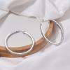 imageORAZIO Stainless Steel Women Hoop Earrings Cute Huggie Earrings Cubic Zirconia Inlaid 50MMA Silvertone