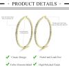 imageORAZIO Stainless Steel Women Hoop Earrings Cute Huggie Earrings Cubic Zirconia Inlaid 50MMC Goldtone