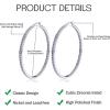 imageORAZIO Stainless Steel Women Hoop Earrings Cute Huggie Earrings Cubic Zirconia Inlaid 50MMGPurple CZ