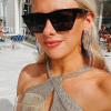 imageORAZIO Stainless Steel Women Hoop Earrings Cute Huggie Earrings Cubic Zirconia Inlaid 50MMHBlue CZ