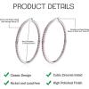 imageORAZIO Stainless Steel Women Hoop Earrings Cute Huggie Earrings Cubic Zirconia Inlaid 50MMKPink CZ