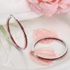 imageORAZIO Stainless Steel Women Hoop Earrings Cute Huggie Earrings Cubic Zirconia Inlaid 50MMLRed CZ