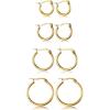 imageORAZIO 4 Pairs Stainless Steel Hoop Earrings Set Cute Huggie Earrings for Women10MM20MMB Goldtone 4 pairs