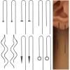 imageORAZIO 6 Pairs Stainless Steel Chain Tassel Earrings for Women Lightweight Wave Threader Ball Dangle Drop Minimalist Chain Earrings SetCBlacktone