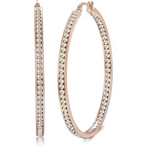 imageORAZIO Stainless Steel Women Hoop Earrings Cute Huggie Earrings Cubic Zirconia Inlaid 50MMB Rose Goldtone