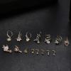 imageORAZIO 15Pcs Dangle Nose Rings for Women  Surgical Stainless Steel L Shaped Studs 20G Double Ring for Single Piercing  CZ Butterfly Hoops With Charm JewelryGold Tone