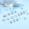 imageORAZIO 16Pcs Nose Rings  Womens Surgical Steel Nose Studs ampamp Hoops 20G L Shaped Corkscrew Gold SilverSilver Tone