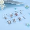 imageORAZIO 16Pcs Nose Rings  Womens Surgical Steel Nose Studs ampamp Hoops 20G L Shaped Corkscrew Gold SilverSilver Tone