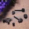 imageORAZIO 7 Pairs 14G Nipplerings for Women Stainless Steel Heart Shape CZ Tongue Nipple Rings Barbell Piercing Body JewelryBlack