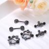 imageORAZIO 7 Pairs 14G Nipplerings for Women Stainless Steel Heart Shape CZ Tongue Nipple Rings Barbell Piercing Body JewelryBlack