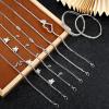 imageORAZIO 8 PCS Ankle Bracelets for Women Rhinestone Anklets Silver Tennis Anklet CZ Butterfly Heart Adjustable Beach Anklets Bracelet Foot Jewelry Set for SummerSilver Tone
