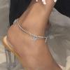 imageORAZIO 8 PCS Ankle Bracelets for Women Rhinestone Anklets Silver Tennis Anklet CZ Butterfly Heart Adjustable Beach Anklets Bracelet Foot Jewelry Set for SummerSilver Tone