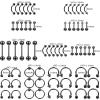 imageORAZIO 84PCS Professional Piercing Kit Stainless Steel 14G 16G Belly Tongue Tragus Nipple Lip Nose Ring Body JewelryB1SET Black