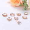 imageORAZIO 8Pcs 20G Stainless Steel Nose Ring Hoop Paved CZ Leaf Cartilage Earring for Women Body Ear Piercing Hoop Ring for Nose Ear CartilageCRose Gold Tone