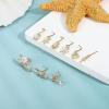 imageORAZIO 9 PCS Dangle Nose Rings  L Shaped for Women 20G Stainless Steel Nose Rings Studs with CZ Cross Crown Flower Heart Dangling Piercing JewelryLGold Tone