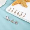 imageORAZIO 9 PCS Dangle Nose Rings  L Shaped for Women 20G Stainless Steel Nose Rings Studs with CZ Cross Crown Flower Heart Dangling Piercing JewelryLRose Gold