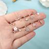 imageORAZIO 9 PCS Dangle Nose Rings  L Shaped for Women 20G Stainless Steel Nose Rings Studs with CZ Cross Crown Flower Heart Dangling Piercing JewelryLRose Gold