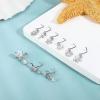 imageORAZIO 9 PCS Dangle Nose Rings  L Shaped for Women 20G Stainless Steel Nose Rings Studs with CZ Cross Crown Flower Heart Dangling Piercing JewelryLSilver Tone