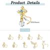 imageORAZIO 9 PCS Dangle Nose Rings  L Shaped for Women 20G Stainless Steel Nose Rings Studs with CZ Cross Crown Flower Heart Dangling Piercing JewelrySGold Tone