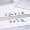 imageORAZIO 9Pcs 20G Nose Rings Studs for Women Stainless Steel Nose Stud L Shaped Cute Dangle Nose Rings Butterfly Heart Star Feather Flower CZ L Shaped Nose Ring Studs Silver Dangling Nose Piercing JewerlyPurple