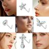 imageORAZIO 9Pcs 20G Nose Rings Studs for Women Stainless Steel Nose Stud L Shaped Cute Dangle Nose Rings Butterfly Heart Star Feather Flower CZ L Shaped Nose Ring Studs Silver Dangling Nose Piercing JewerlyAB