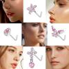 imageORAZIO 9Pcs 20G Nose Rings Studs for Women Stainless Steel Nose Stud L Shaped Cute Dangle Nose Rings Butterfly Heart Star Feather Flower CZ L Shaped Nose Ring Studs Silver Dangling Nose Piercing JewerlyPink