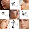 imageORAZIO 9Pcs 20G Nose Rings Studs for Women Stainless Steel Nose Stud L Shaped Cute Dangle Nose Rings Butterfly Heart Star Feather Flower CZ L Shaped Nose Ring Studs Silver Dangling Nose Piercing JewerlyColourful