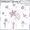 imageORAZIO 9Pcs 20G Nose Rings Studs for Women Stainless Steel Nose Stud L Shaped Cute Dangle Nose Rings Butterfly Heart Star Feather Flower CZ L Shaped Nose Ring Studs Silver Dangling Nose Piercing JewerlyPink