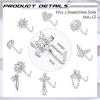 imageORAZIO 9Pcs 20G Nose Rings Studs for Women Stainless Steel Nose Stud L Shaped Cute Dangle Nose Rings Butterfly Heart Star Feather Flower CZ L Shaped Nose Ring Studs Silver Dangling Nose Piercing JewerlyWhite