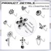 imageORAZIO 9Pcs 20G Nose Rings Studs for Women Stainless Steel Nose Stud L Shaped Cute Dangle Nose Rings Butterfly Heart Star Feather Flower CZ L Shaped Nose Ring Studs Silver Dangling Nose Piercing JewerlyColourful