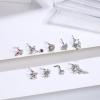 imageORAZIO 9Pcs 20G Nose Rings Studs for Women Stainless Steel Nose Stud L Shaped Cute Dangle Nose Rings Butterfly Heart Star Feather Flower CZ L Shaped Nose Ring Studs Silver Dangling Nose Piercing JewerlyAB