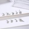 imageORAZIO 9Pcs 20G Nose Rings Studs for Women Stainless Steel Nose Stud L Shaped Cute Dangle Nose Rings Butterfly Heart Star Feather Flower CZ L Shaped Nose Ring Studs Silver Dangling Nose Piercing JewerlyWhite