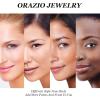 imageORAZIO 9Pcs 20G Nose Stud Nose Rings L Shaped for Women Stainless Steel Nose Studs Cubic Zirconia Star Alien Flower Nose Piercing Jewelry Set