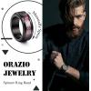 imageORAZIO Stainless Steel Fidget Ring Black Spinner Ring For Men Women Anxiety Stress Relieving Spinning Ring Cool Male Spin Ring Men Wedding Engagement Promise Band Rings 8MM WideRed