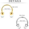 imageOrazio 2448pcs Septum Jewelry  16G Surgical Steel Nose Rings  Rose Gold Black Horseshoe  8mm 10mm