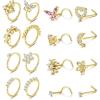 imageORAZIO 16Pcs Nose Rings  Womens Surgical Steel Nose Studs ampamp Hoops 20G L Shaped Corkscrew Gold SilverGold Tone