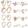 imageORAZIO 16Pcs Nose Rings  Womens Surgical Steel Nose Studs ampamp Hoops 20G L Shaped Corkscrew Gold SilverRose Gold
