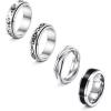 imageORAZIO 4Pcs Fidget Band Ring for Women Men Stainless Steel Anxiety Ring Spinner Interlocked Moon Star Ring Stress Relieving Wedding Promise Spinning Rings