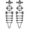 imageORAZIO 7 Pairs 14G Nipplerings for Women Stainless Steel Heart Shape CZ Tongue Nipple Rings Barbell Piercing Body JewelryBlack