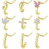 imageORAZIO 9Pcs 20G Nose Stud Nose Rings L Shaped for Women Stainless Steel Nose Studs Cubic Zirconia Star Alien Flower Nose Piercing Jewelry Set