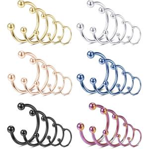 imageORAZIO 30PCS 16G Nose Septum Horseshoe Rings Stainless Steel Circular Barbells Cartilage Tragus Helix Eyebrow Lip Labret Nipple Ear Piercings Body Jewelry 6mm14mmA30PCS Mixed Color