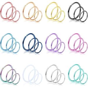 imageORAZIO 36Pcs Surgical Steel Nose Ring Hoop for Women 20 Gauge Nose Piercing Jewelry Septum Ring Cartilage Helix Piercing 612mmstyle2 6810