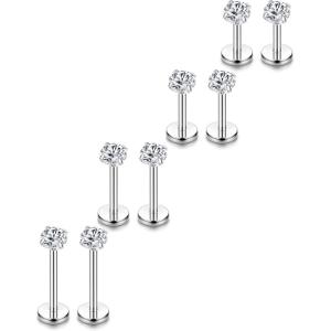 imageORAZIO 48 Pcs 18G Stainless Steel Nose Piercing Lip Rings Studs Ear Piercings 6mmA 4 pairs  612mm